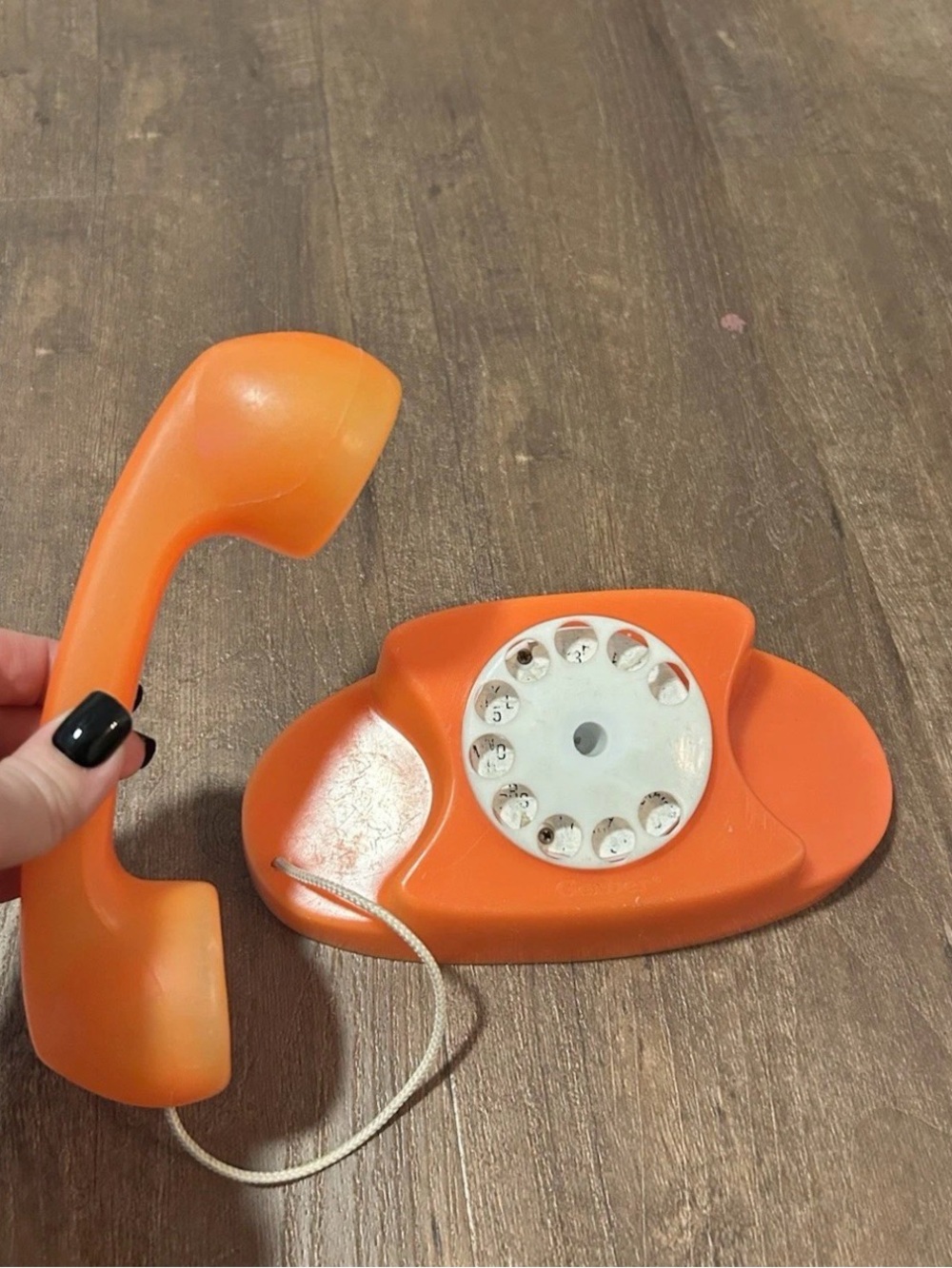 Vintage Gerber Orange Plastic Toy Play Rotary Phone